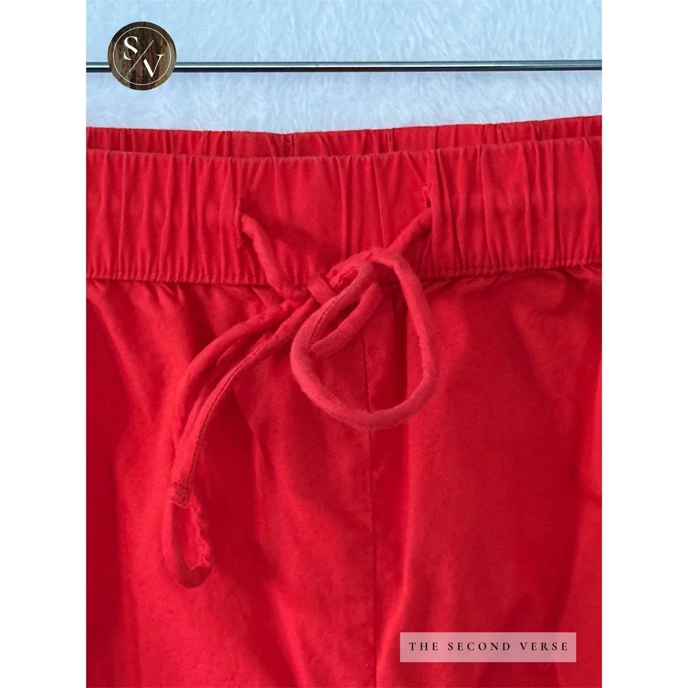 Future Collective Shorts Womens XL Eyelet Scalloped Hem Drawstring Red XL